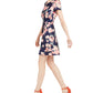 Vestido feminino Vince Camuto Floral Scuba Fit &amp; Flare Azul Tamanho 4
