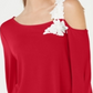 Top Alfani Feminino com Apliques de Um Ombro Vermelho Tamanho Pequeno Pequeno
