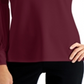 JM Collection Top feminino com manga transparente, vermelho, tamanho pequeno