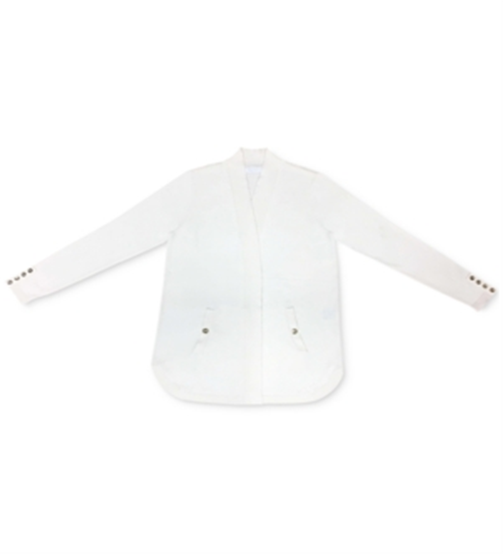 Cardigan feminino Charter Club com bainha curva e cor lisa, branco, tamanho pequeno