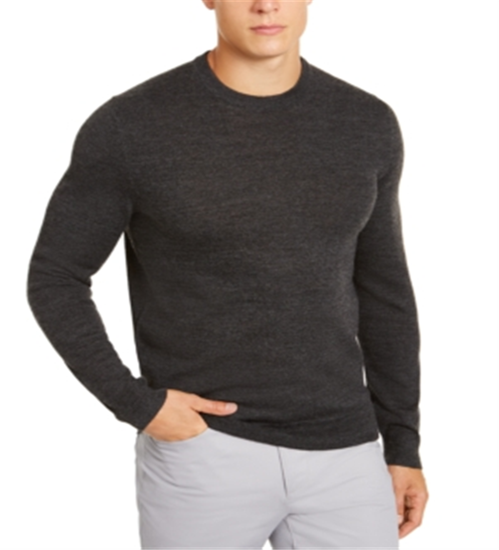 Alfani Masculino Deep Crewneck Pullover Manga Longa Suéter Preto Tamanho XX-G