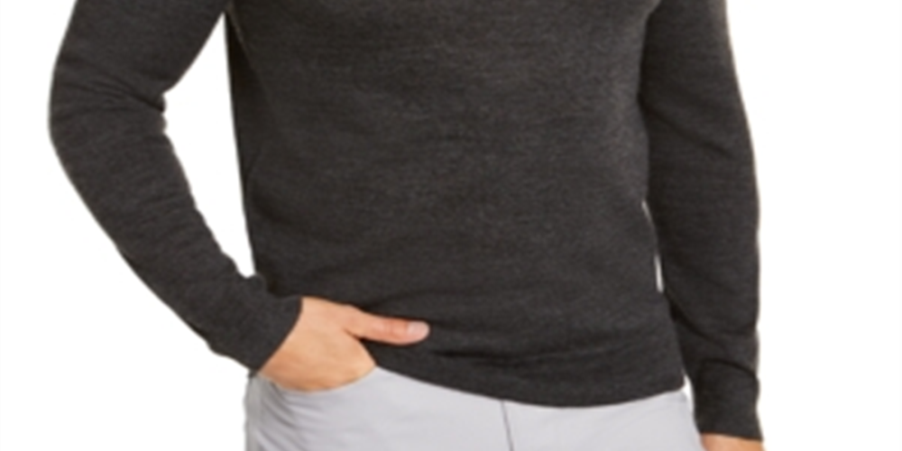 Alfani Masculino Deep Crewneck Pullover Manga Longa Suéter Preto Tamanho XX-G