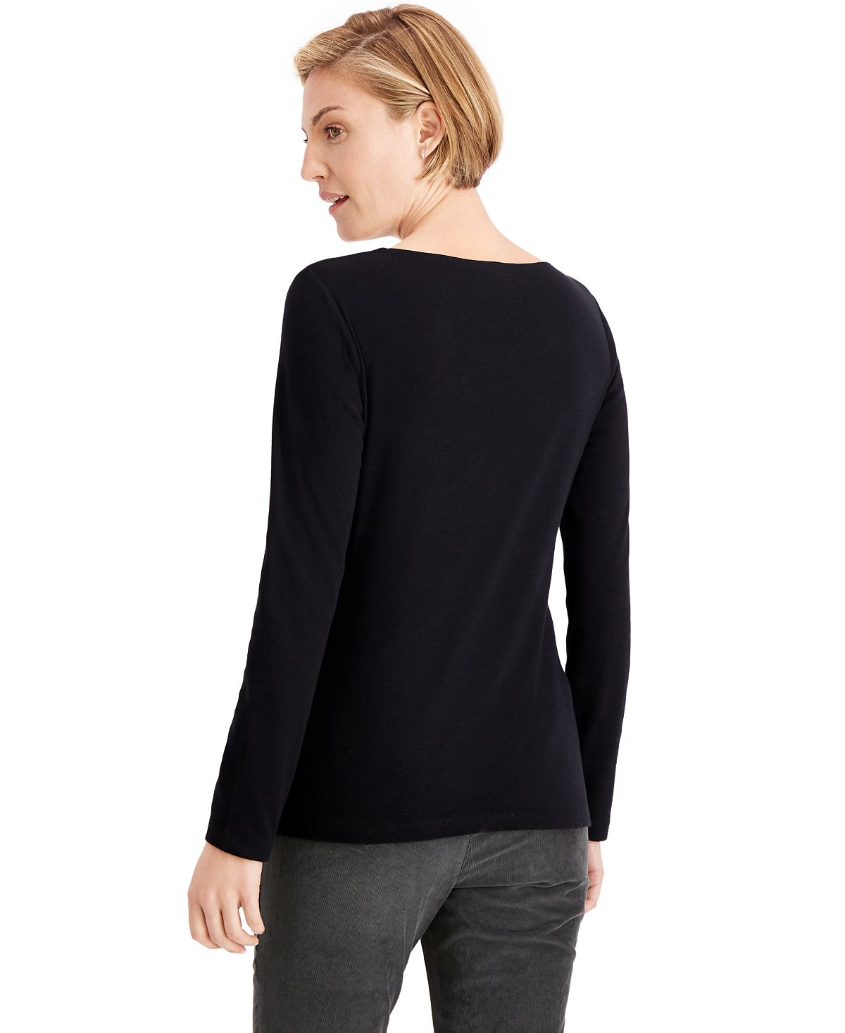 Karen Scott Blusa de algodão xadrez feminina, tamanho médio, preta