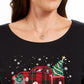 Karen Scott Blusa de algodão xadrez feminina, tamanho médio, preta