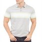 Camisa polo masculina Alfani Regular Fit com listras e zíper de um quarto, cinza, tamanho XXX-G