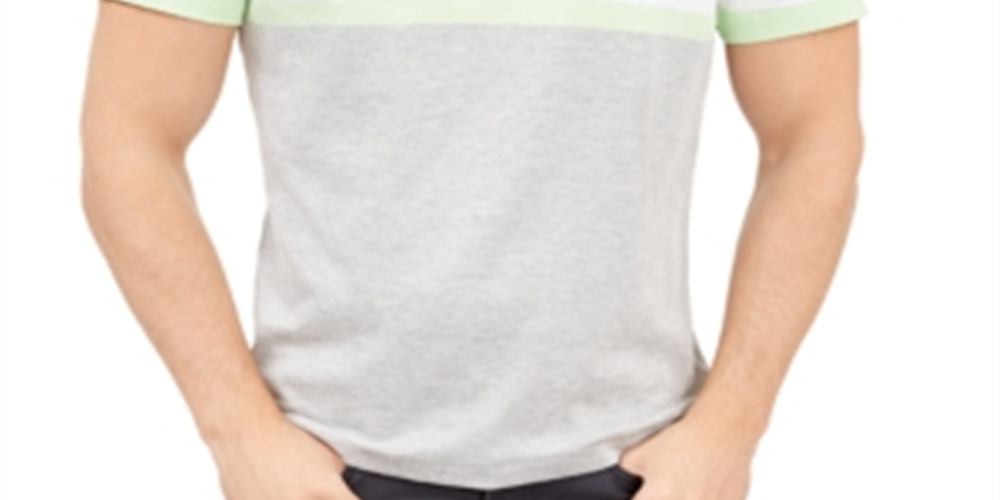 Camisa polo masculina Alfani Regular Fit com listras e zíper de um quarto, cinza, tamanho XXX-G