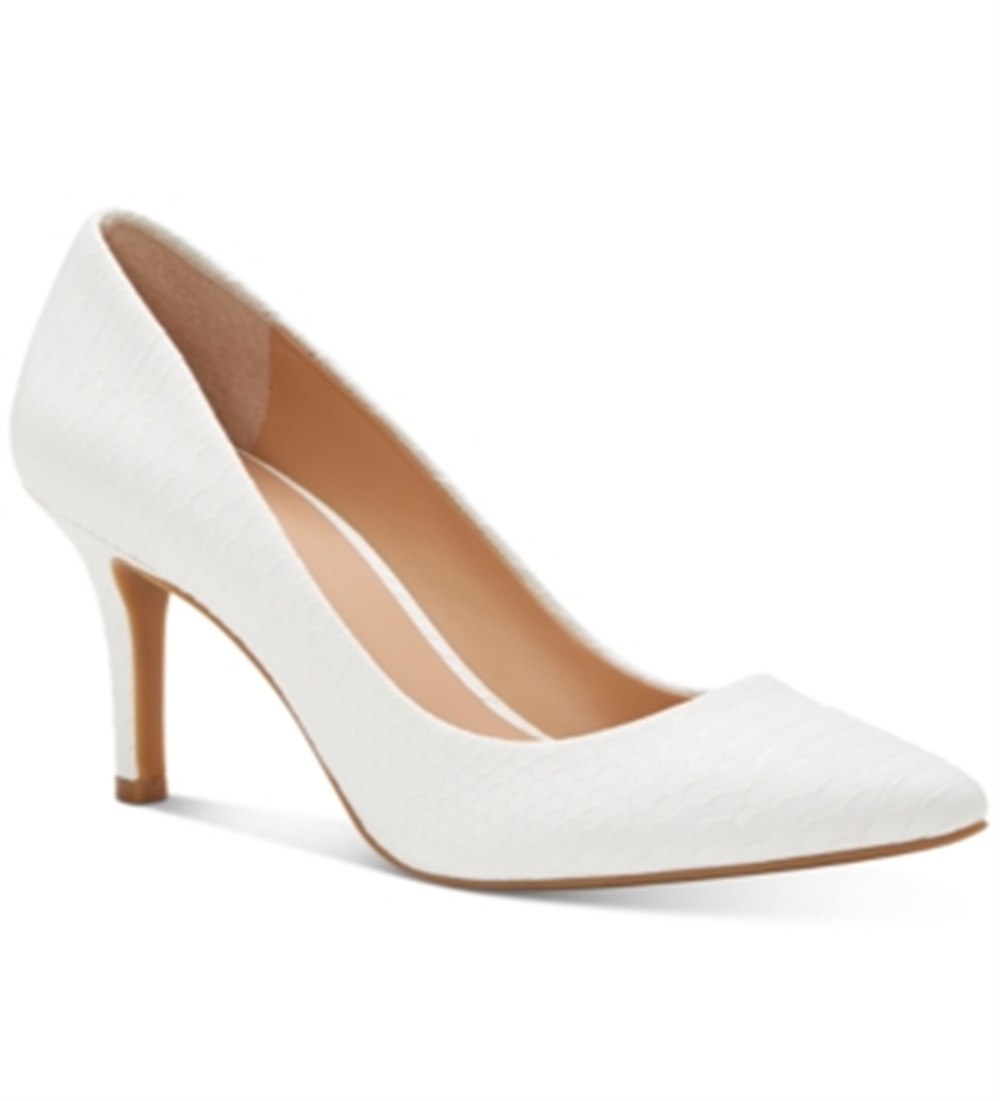 INC International Concepts Sapatos Femininos Zitah Embelezado Biqueira Amêndoa Branco Tamanho 10 M
