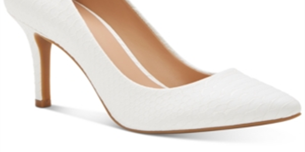 INC International Concepts Sapatos Femininos Zitah Embelezado Biqueira Amêndoa Branco Tamanho 10 M