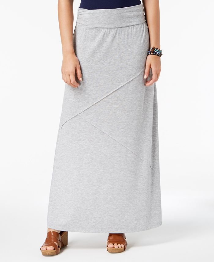 Saia longa feminina estilo &amp; co cintura confortável cinza tamanho extrapequeno