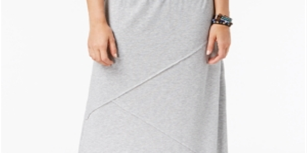Saia longa feminina estilo &amp; co cintura confortável cinza tamanho extrapequeno