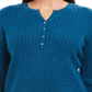Suéter Henley de tricô trançado feminino Karen Scott, azul, tamanho X-S