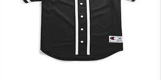 Camisa de beisebol feminina Champion com botões e malha, preta, tamanho XX-G
