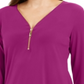 Blusa feminina com zíper e manga 3/4, rosa, tamanho extragrande, da coleção JM