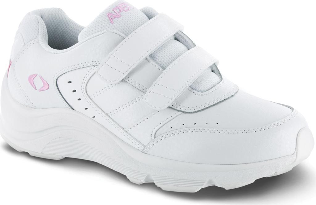 Tênis de caminhada feminino Apex com tira dupla, branco, tamanho 10,5 M