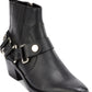 Botas femininas DKNY Mina acolchoadas, bico quadrado, salto bloco, zíper, couro, pretas, tamanho 8,5 M