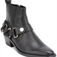Botas femininas DKNY Mina acolchoadas, bico quadrado, salto bloco, zíper, couro, pretas, tamanho 8,5 M