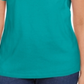 Camiseta feminina Karen Scott de algodão com decote em V e acabamento aberto, azul, tamanho extragrande