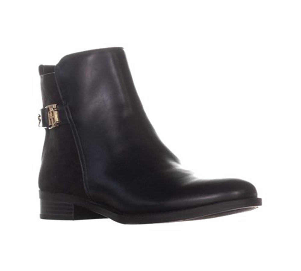 Tommy Hilfiger Botas de Couro Sintético Femininas Pretas Tamanho 8 M