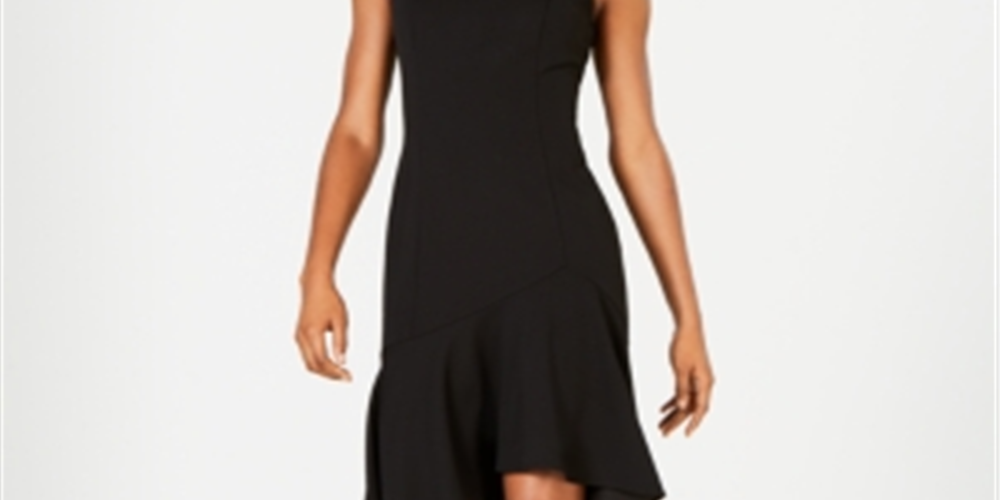 Vestido Calvin Klein Feminino Gola Assimétrica Alto Baixo Preto Tamanho 14