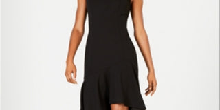 Vestido Calvin Klein Feminino Gola Assimétrica Alto Baixo Preto Tamanho 14