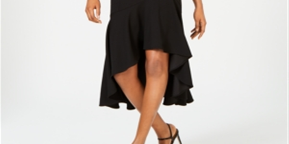 Vestido Calvin Klein Feminino Gola Assimétrica Alto Baixo Preto Tamanho 14