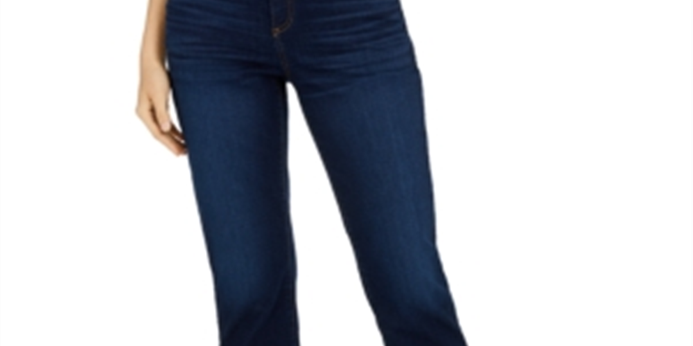 Calça jeans feminina de perna reta e bainha desfiada, azul, tamanho 2, da INC International Concepts