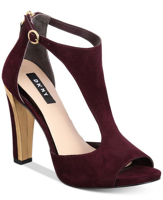 DKNY Colby Leather Scarpin Feminino Aberto com Tira em T e Salto Alto Clássico Vermelho Tamanho 9,5