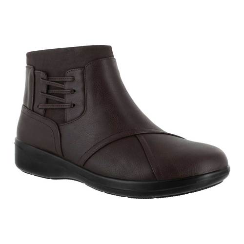 Botas femininas Easy Street com bico redondo e zíper, marrom, 8,5 m