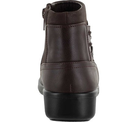 Botas femininas Easy Street com bico redondo e zíper, marrom, 8,5 m