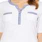Karen Scott Top Henley Feminino com Acabamento Vichy Branco Tamanho X-S