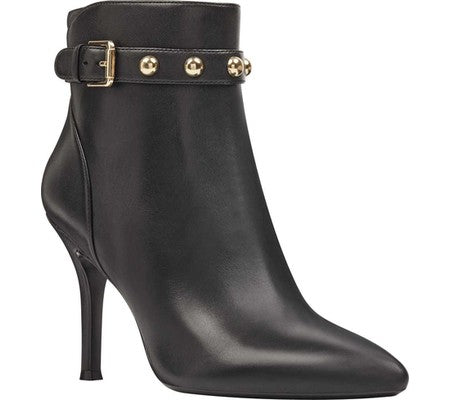 Bota feminina de couro Fatrina da Nine West, preta, tamanho 8,5 M