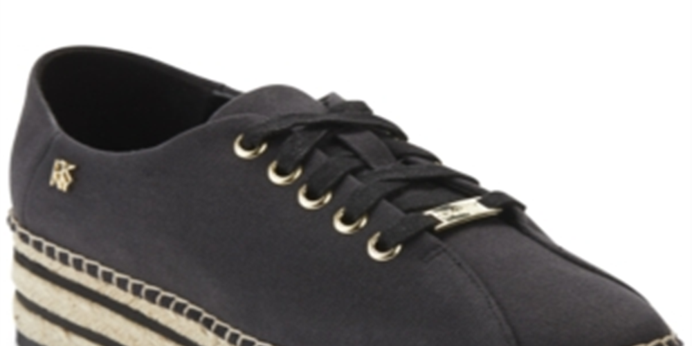 DKNY Adrian Platformes Feminino Tecido Cano Baixo Com Cadarço Fashion Preto Tamanho 8