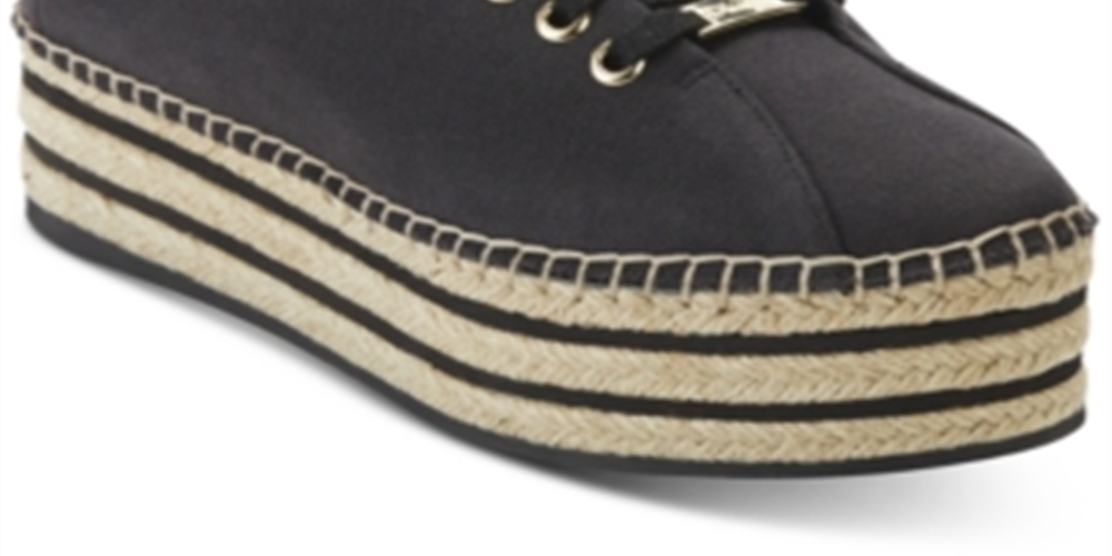 DKNY Adrian Platformes Feminino Tecido Cano Baixo Com Cadarço Fashion Preto Tamanho 8