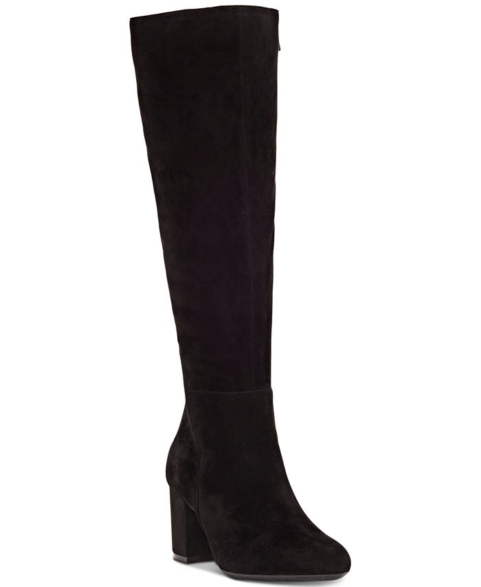 Botas femininas de cano alto Radella Wide Calf Leather da INC International Concepts, pretas, tamanho 8,5 M