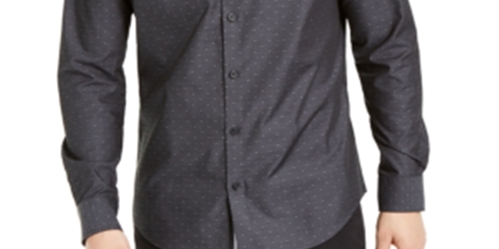 Camisa Calvin Klein Masculina Regular Fit Stretch Texturizada Dot Dobby Preta Tamanho M