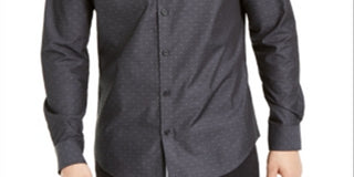 Camisa Calvin Klein Masculina Regular Fit Stretch Texturizada Dot Dobby Preta Tamanho M