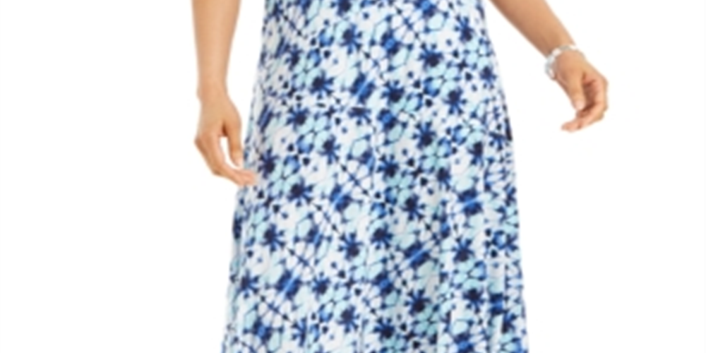 Saia MIDI estampada feminina JM Collection Azul Tamanho M