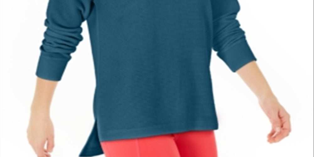 Blusa feminina Ideology com ombros descobertos e abertura frontal, azul, tamanho G