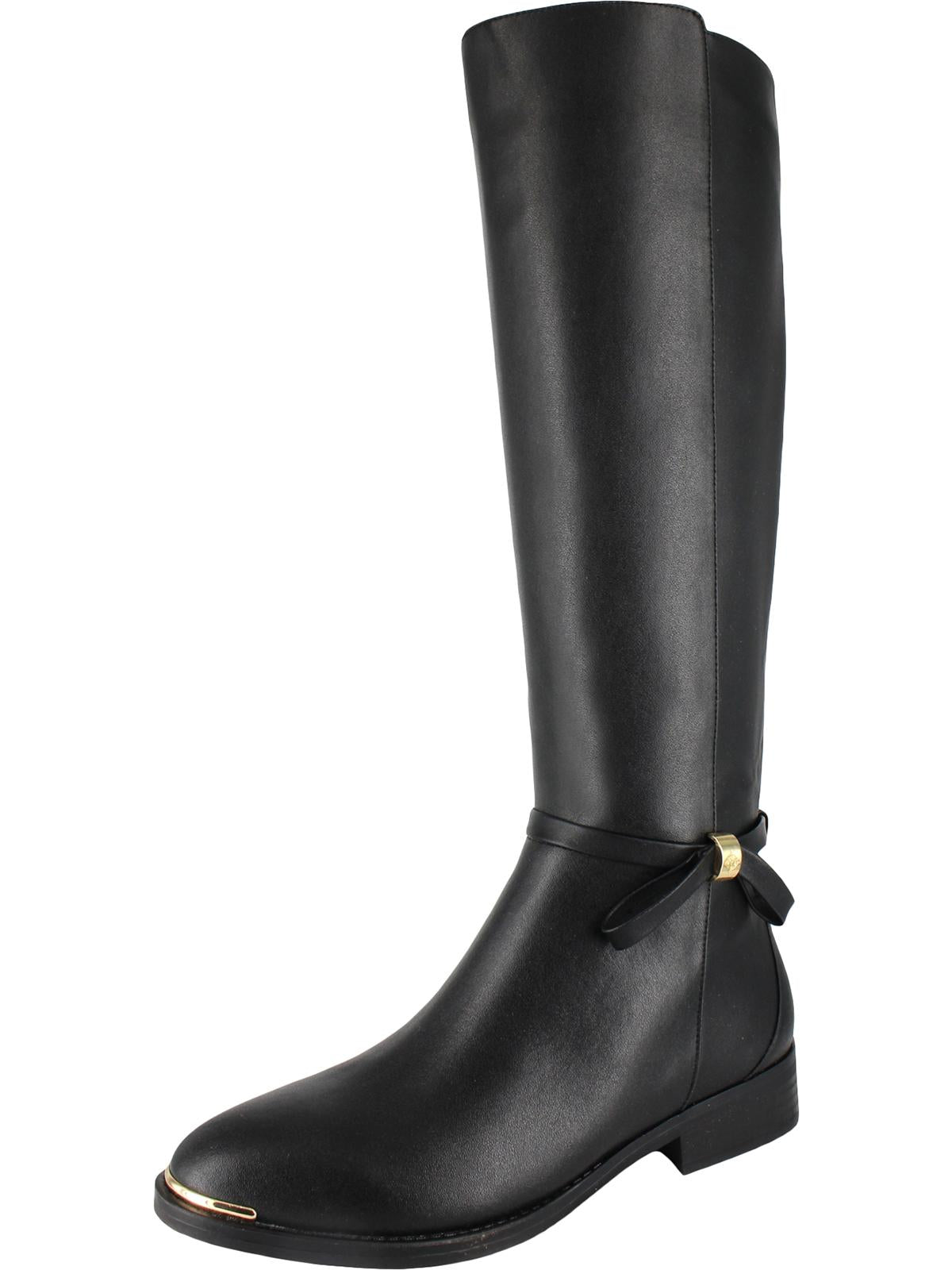 Botas de montaria femininas Nanette Lepore Margaux de couro, pretas, tamanho 8,5 M