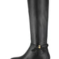 Botas de montaria femininas Nanette Lepore Margaux de couro, pretas, tamanho 8,5 M