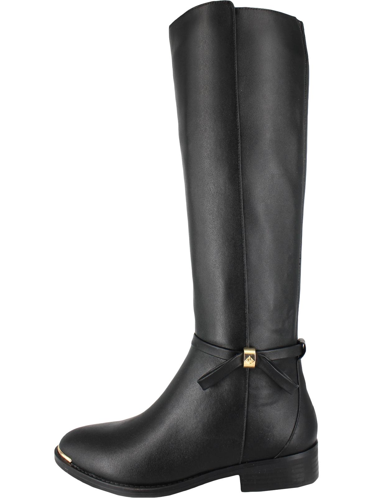 Botas de montaria femininas Nanette Lepore Margaux de couro, pretas, tamanho 8,5 M