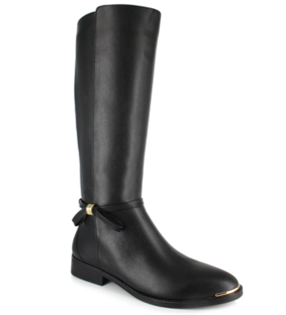Botas de montaria femininas Nanette Lepore Margaux de couro, pretas, tamanho 8,5 M