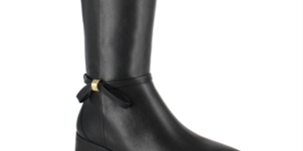 Botas de montaria femininas Nanette Lepore Margaux de couro, pretas, tamanho 8,5 M