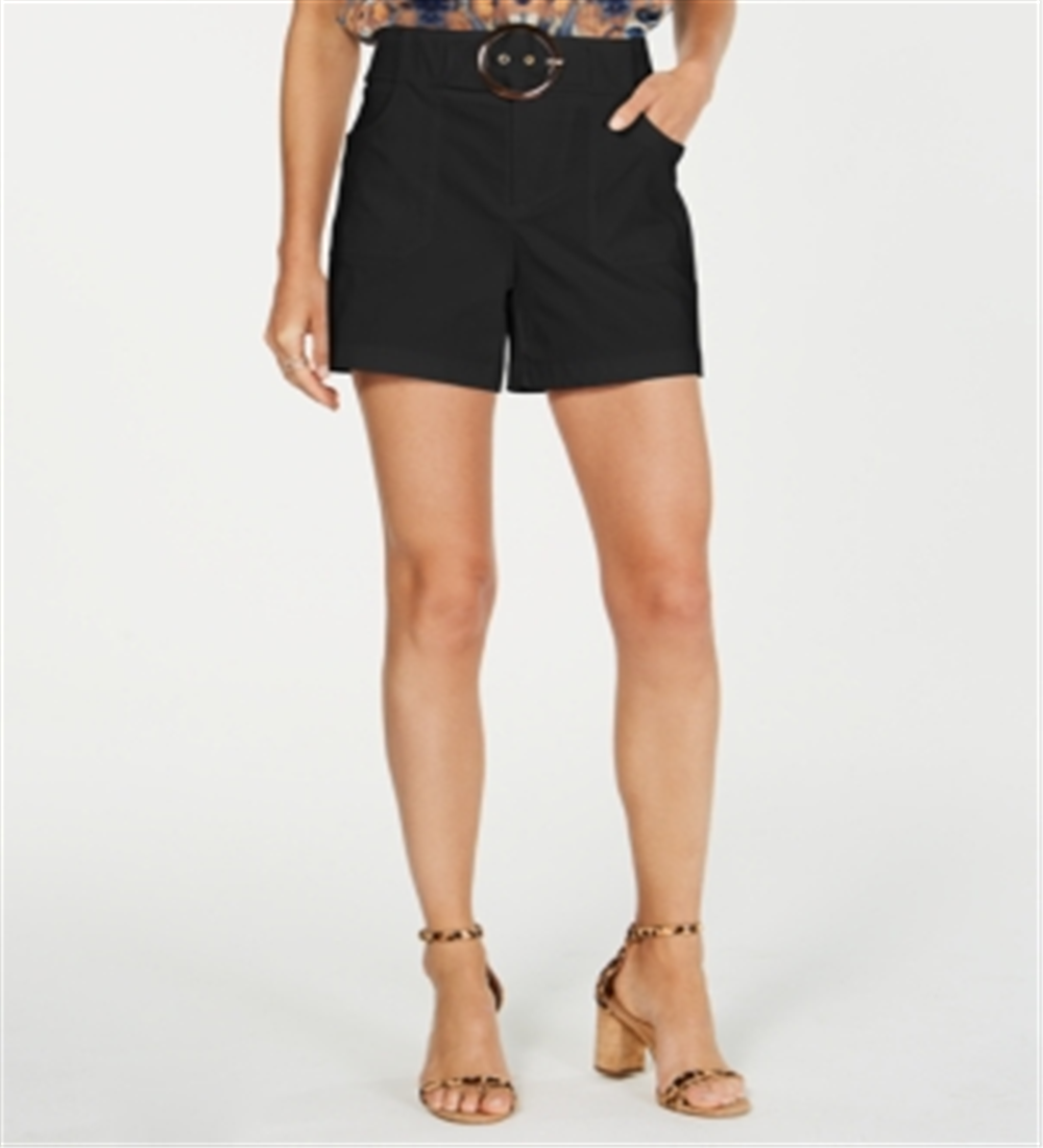Shorts com cinto feminino INC International Concepts, preto, tamanho 2