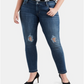 Calça jeans skinny Levi's Plus 711 Denim Destroyed feminina, azul, tamanho 18W
