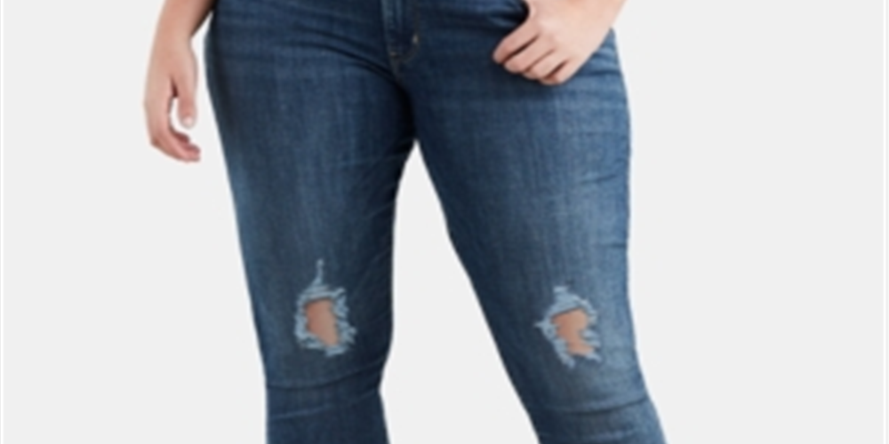Calça jeans skinny Levi's Plus 711 Denim Destroyed feminina, azul, tamanho 18W