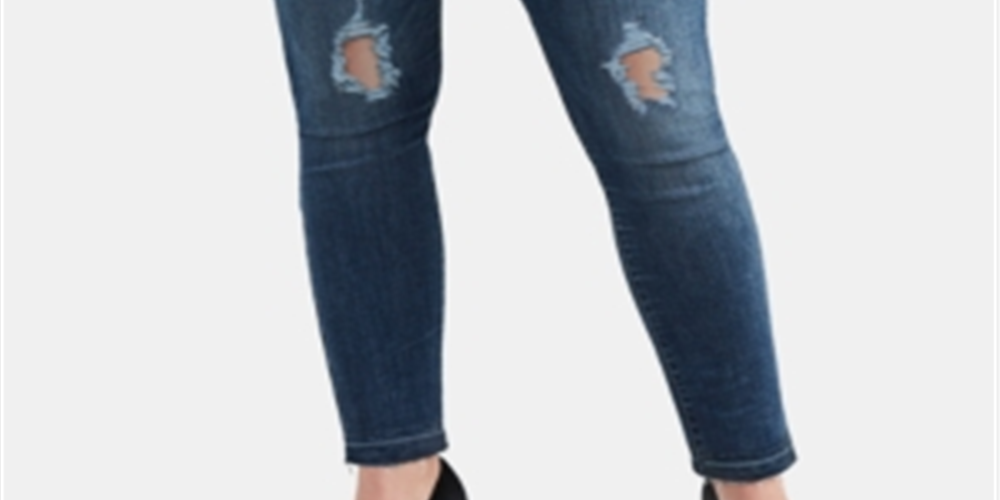Calça jeans skinny Levi's Plus 711 Denim Destroyed feminina, azul, tamanho 18W