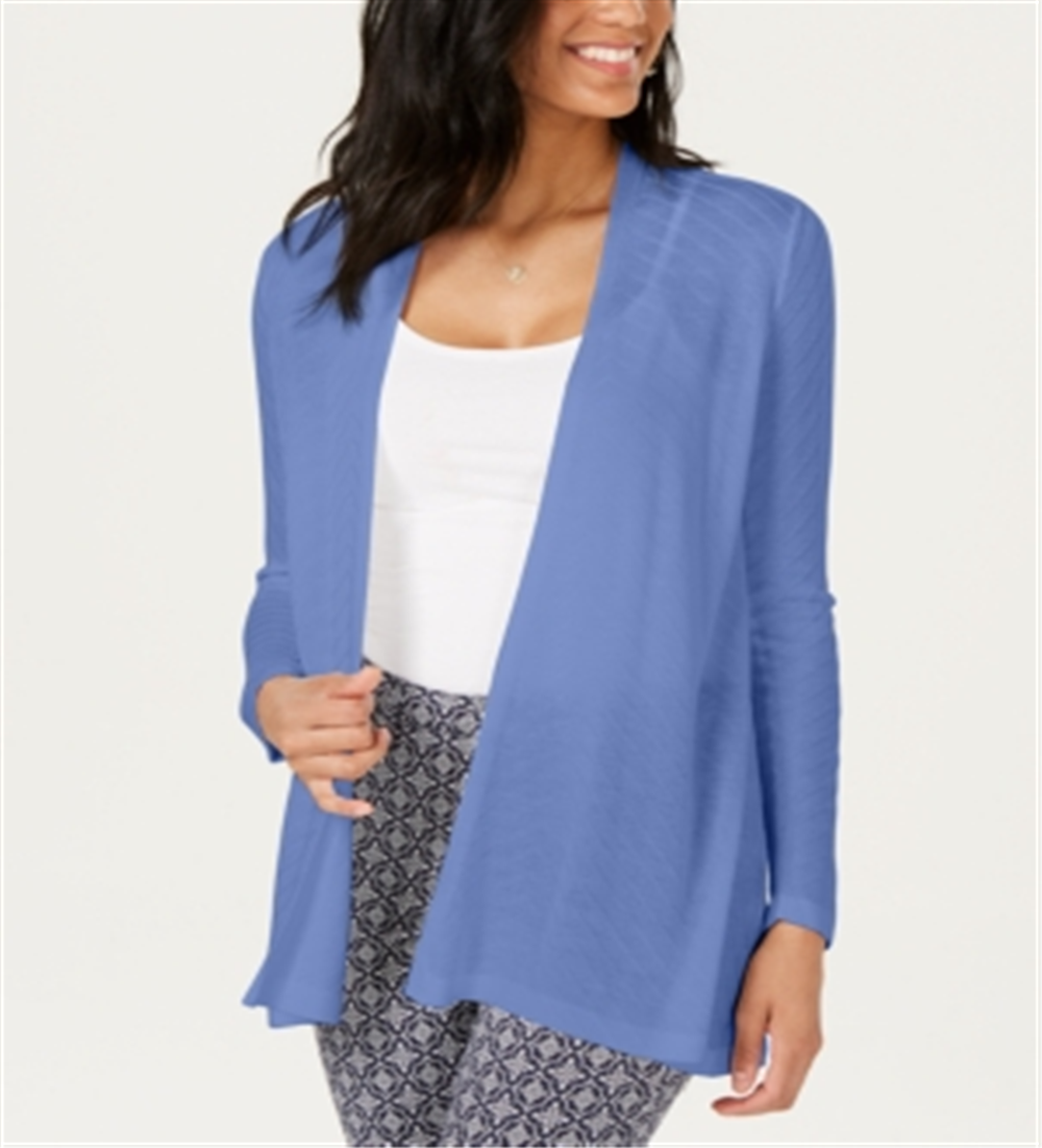 Cardigan feminino Charter Club Geo Stitch Completer azul tamanho pequeno grande