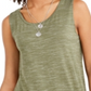 Regata feminina estilo &amp; co, estampada, verde, tamanho médio