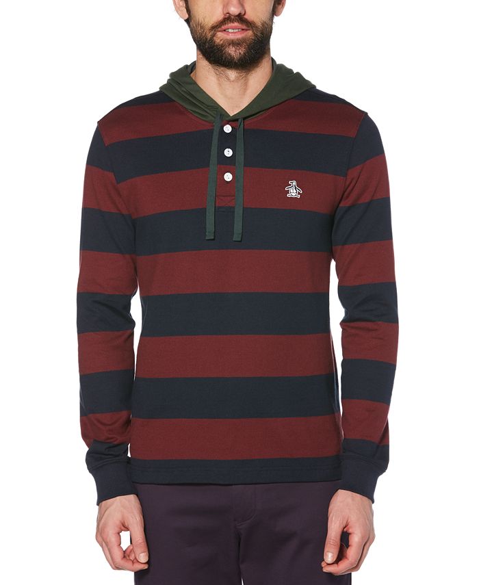 Camiseta masculina original Penguin com capuz para rugby, vermelha, tamanho extragrande